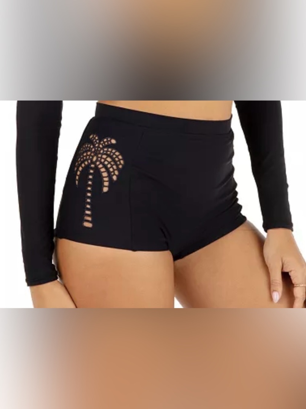 Hurley Black High-Waist Bike Shorts with Palm Cutout